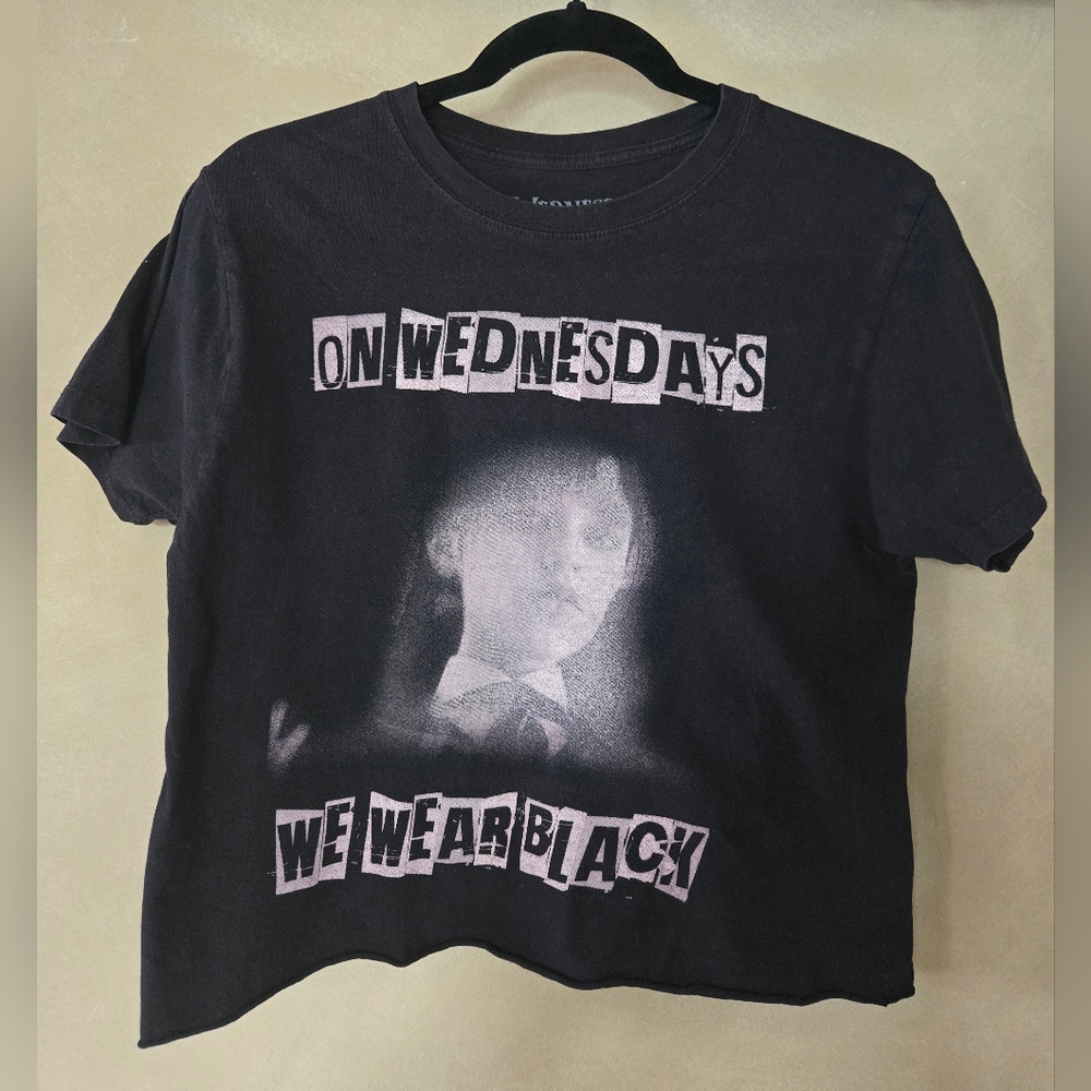 Crop Graphic Tee - Black "On Wednesdays We Wear Black" Official - Picture 2 of 5